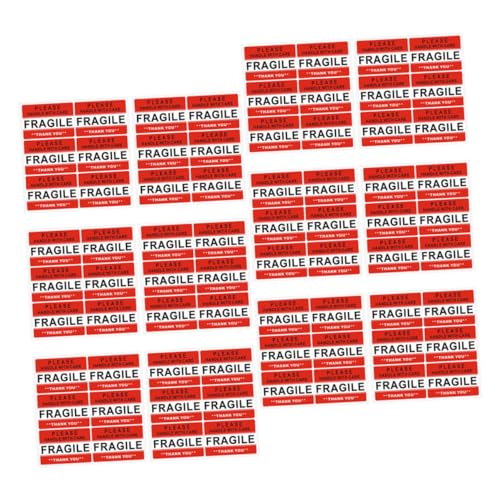 HEALEEP 20 Blatt Danke Aufkleber Etiketten Aufkleber selbstklebende Warnaufkleber Warnung zerbrechlicher Aufkleber zerbrechliche Warnschilder Klebetiketten Paketaufkleber Warnscheiben rot von HEALEEP