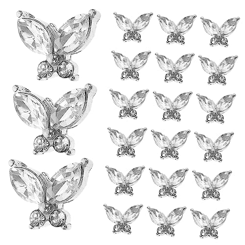 HEALEEP 20 Stück Schmetterling Nagel Charms Nagel Dekorationen für Maniküre DIY Nail Art Zubehör Geeignet für Natürliche und Künstliche Nägel für Partys und Professionelle Salons von HEALEEP