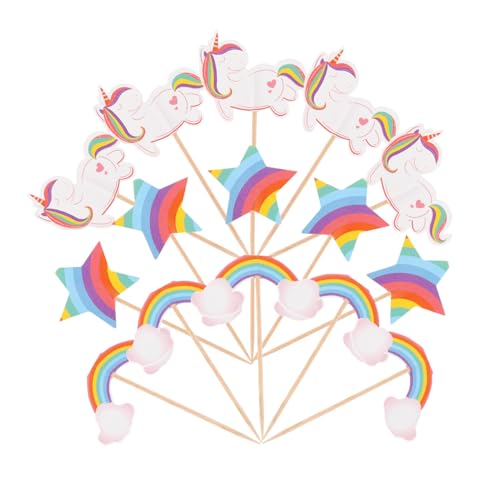 HEALEEP 24pcs Geburtstagstorte Dekorationen Cartoon Cupcake Topper Dessert Topper Kuchen Einsatz Dekorationen Cupcake Topper Stick Muffin Kuchen Topper Dessert Toper von HEALEEP