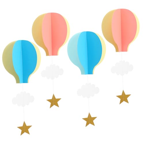 HEALEEP 4 Stück Heißluftballon Hängedekoration Heimdekoration Kinderzimmer Hängedekor Hängender Heißluftballon Kindergarten Kinderwolken Ornament Wolken Dekorationen Für Party von HEALEEP