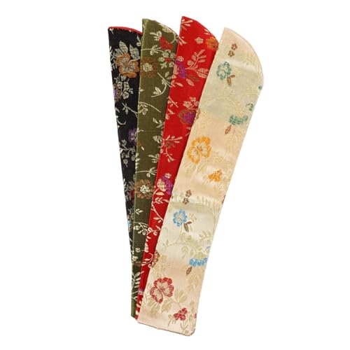 HEALEEP 4 Stück Japanischer Faltfächer Schutzhülle aus Langlebigem Faltbare Handfächer Hülle mit Klassischem Farbdesign Leichte Praktische Fächertragetasche für Asiatische Fächer und von HEALEEP