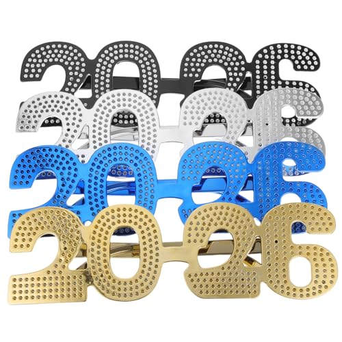 HEALEEP 4stücke Teilige Zahlenbrillen Glitzer-neujahrsbrillen Abschlussklasse-brillen Party-foto-requisiten Lustige Silvesterbrillen Für Erwachsene von HEALEEP