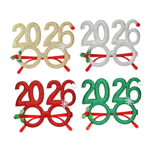 HEALEEP 4 Stück Teiliges Schneeflocken Weihnachtsbrillen Bunte Glitzer Partybrillen für Weihnachten Silvester Karneval Vielseitig Einsetzbar Festliche Foto Requisiten von HEALEEP
