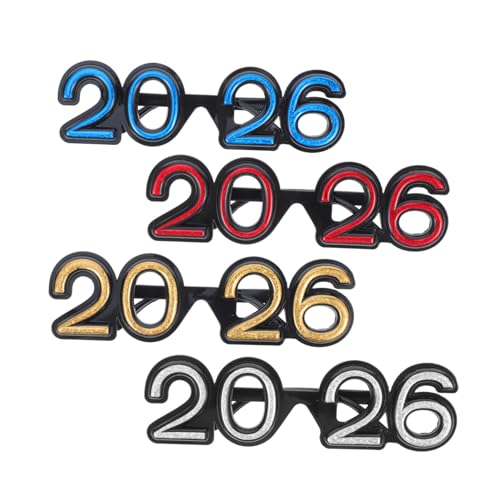 HEALEEP 4 Stück Teiliges Silvester Brillen Leichte Karnevalsbrillen mit Holografischem Design in Gold Silber Blau und Rot Witzige Foto Requisiten für Neujahrsfeiern und Partydekorationen HEALEEP 4 Stück Teiliges Silvester Brillen Leichte Karnevalsbrillen mit Holografischem Design in Gold Silber Blau und Rot Witzige Foto Requisiten für Neujahrsfeiern und Partydekorationen von HEALEEP