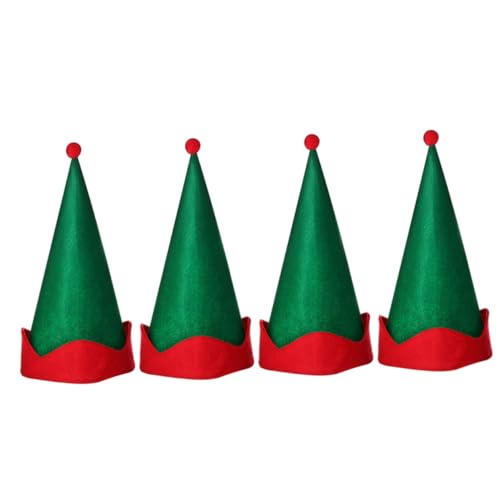 HEALEEP 4 Stück Teiliges Weihnachts Elfenmützen Grün Leichtes Langlebiges Kostüm Accessoire für Weihnachtsfeiern und Festliche Partys Komfortabel für und Fotomotive von HEALEEP