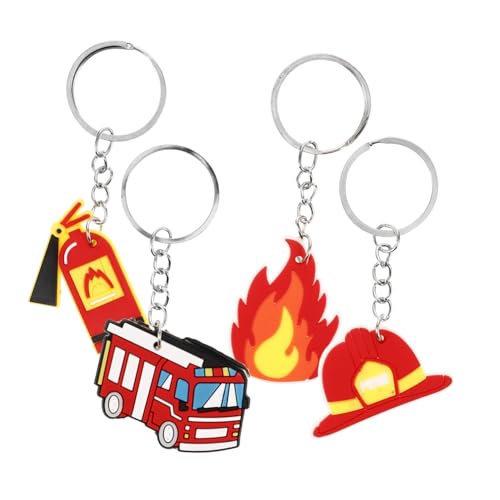 HEALEEP 4Stücke Dekorativer Schlüsselanhänger Schlüsselring Charm Anhänger für Feuerwehrmänner Party Mitgebsel für Feuerwehrliebhaber und Kindergeburtstage von HEALEEP