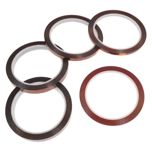 HEALEEP 5 Rollen hitzebeständiges Klebeband klebrig für Maskierung Thermoband Heizband Hochtemperaturklebeband Sublimations-Kit elektrisches Wärmeband Sublimationswärmeband Silikon Kaffee von HEALEEP