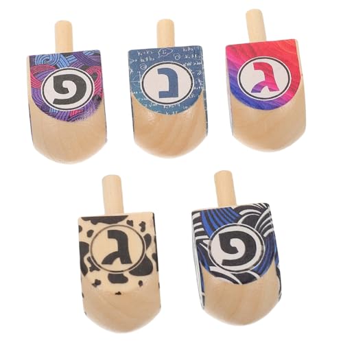 HEALEEP 5 Stück Hölzerne Dreidel, Bemalte Hölzerne Dreidels, Chanukka-Party, Jüdische Spiele, Kinderspielzeug Für Die Handkoordination, Urlaub HEALEEP 5 Stück Hölzerne Dreidel, Bemalte Hölzerne Dreidels, Chanukka-Party, Jüdische Spiele, Kinderspielzeug Für Die Handkoordination, Urlaub von HEALEEP