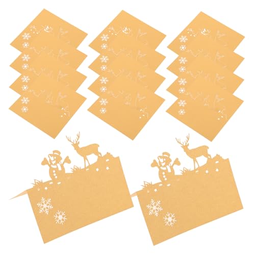 HEALEEP 50 Stück Weihnachts Tischkarten mit Ausstanzung Schneemann und Rentier für Festliche Tischdekoration als Platzkarten oder Namensschilder für Winterpartys HEALEEP 50 Stück Weihnachts Tischkarten mit Ausstanzung Schneemann und Rentier für Festliche Tischdekoration als Platzkarten oder Namensschilder für Winterpartys von HEALEEP