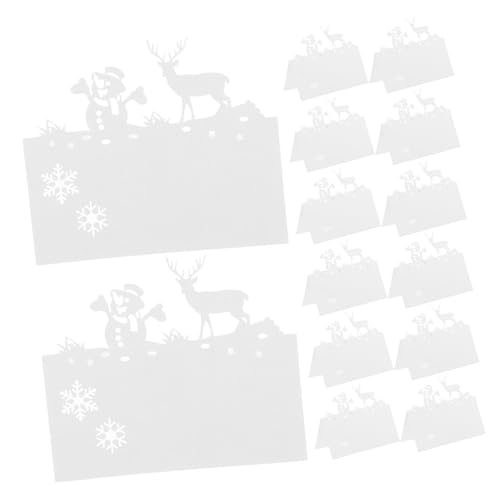 HEALEEP 50 Stück Weihnachtsplatzkarten Reh und Schneemann Tischnamenskarten für Festliche Anlässe Praktische Papiertentkarten für Feierlichkeiten und Hochzeiten von HEALEEP