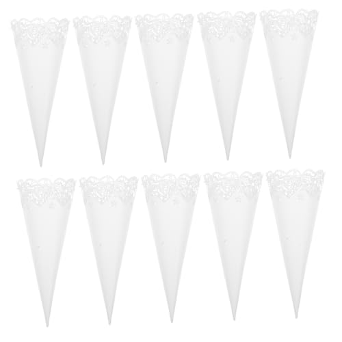 HEALEEP 50 Stück Weiße Herzförmige Hohle Papiertüten für Hochzeit Elegante Halter für Blütenblätter und Süßigkeiten für Feiern und Events von HEALEEP