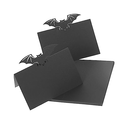 HEALEEP 50Stücke Schwarze Fledermaus Platzkarten Leere Tischkarten für Halloween Hochzeiten und Partys Kreative Sitzplatzkarten zur Einfachen Identifizierung der Gäste von HEALEEP
