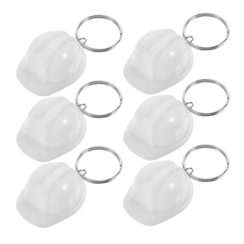 HEALEEP 6 Stück Mini Helm Schlüsselanhänger aus Kunststoff und Zinklegierung Kompakt Stilvoll als Schlüssel Taschenanhänger für Baustelle DIY Dekoration für Freunde Weiß von HEALEEP