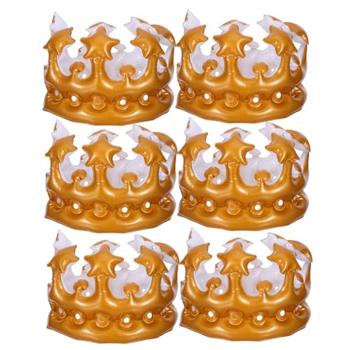 HEALEEP 6 Stück Teiliges Aufblasbares Party Mittelgroß Material Leichte und Robuste Geburtstagskrone für Karneval Cosplay und Festliche Dekoration Realistische Form Farbenfrohes Design von HEALEEP