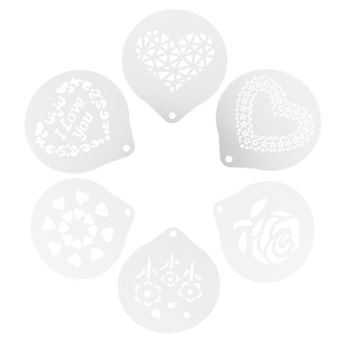 HEALEEP 6 Stück Teiliges Stencils Wiederverwendbare Waschbare Latte Art Schablonen für Kaffee Dekoration Langlebig und Geeignet für Zuhause und Professionelle von HEALEEP