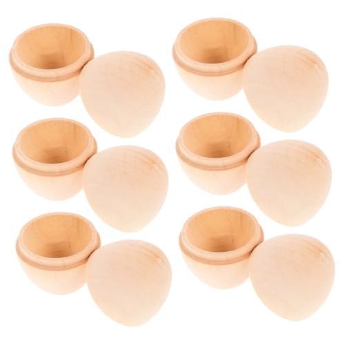 HEALEEP 6Stücke Unbemalte Holz Ostereier für Handwerksprojekte Kreative DIY Dekorationen Robustes Holz für Ostern und Partys Vielseitig Einsetzbar von HEALEEP
