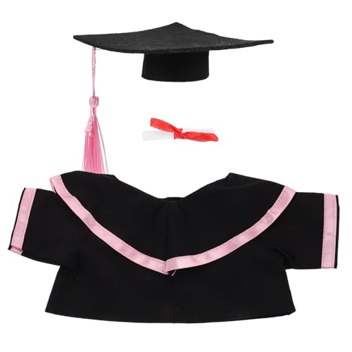 HEALEEP Abschlussbär-plüsch-outfit-set, Akademische Leistungskappe, Schalrolle, Stofftierkostüm, Ideal für Abschlussfeiern Und Partydekorationen, Rosa Kragen von HEALEEP