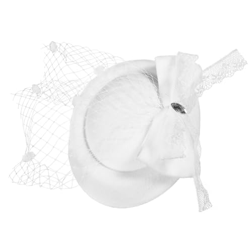 HEALEEP Eleganter Weißer Fascinator Hut mit Spitzenblumen Leichter Netzstoff Stilvoller Kopfschmuck für Braut Bankett Hochzeit Tee Party Festival und Festliche Anlässe von HEALEEP