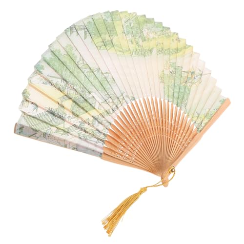HEALEEP Faltbarer Handfächer aus Seide im Chinesischen Stil Vintage Fächer mit Quasten für Tanz Festivals und Partys Handgefertigtes Accessoire für Besondere Anlässe von HEALEEP