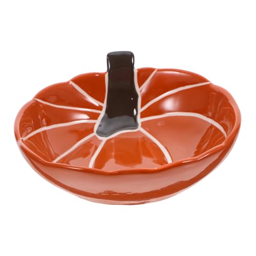 HEALEEP Gelbe Keramikplatte Halloween Kürbis Design Handbemalt Multifunktional und Servierteller für Küche Party Outdoor von HEALEEP