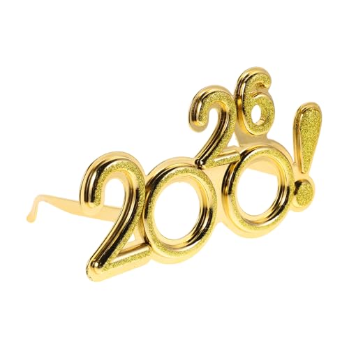 HEALEEP Glitzer Brille Goldfarbenes Kunststoff Partyzubehör für Silvester Weihnachten Abschlussfeier Leichtes Komfortables Design für Erwachsene und Festliche Fotorequisiten von HEALEEP