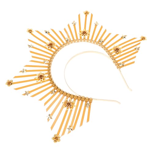 HEALEEP Goldfarbenes Retro Stirnband mit Leichtes Metall Kunststoff Diadem für Damen Eleganter Haarschmuck für Party Cosplay und Festliche Anlässe von HEALEEP