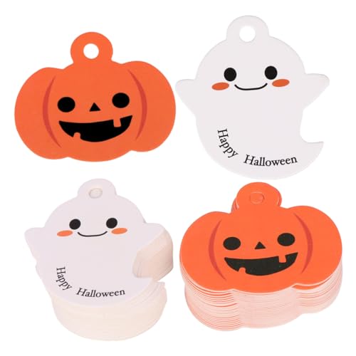 HEALEEP Halloween Anhänger DIY Papier Hängende Tags mit und Kürbis Motiven Vorperforiert zum Einfachen Aufhängen für Dekoration und Bastelprojekte von HEALEEP