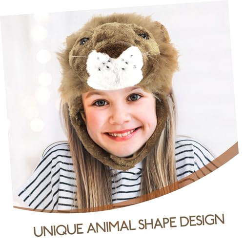 HEALEEP Löwenhut Tierhüte Für Erwachsene Tierdesign Hutdekor Löwenhut Löwenkopf Kostümhut Verstellbar Kostümparty Hut Neuheitshut Partyhut Ornamenthut Kostüm Orangefarbener von HEALEEP
