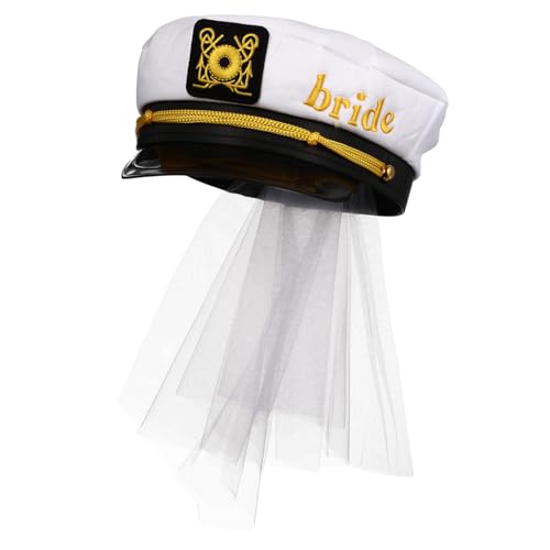 HEALEEP Marinehut mit Schleier für Junggesellenabschied Hochzeitsaccessoire Hutfarbe Stilvoller Damenhut für Hochzeit und Bachelorette Party von HEALEEP