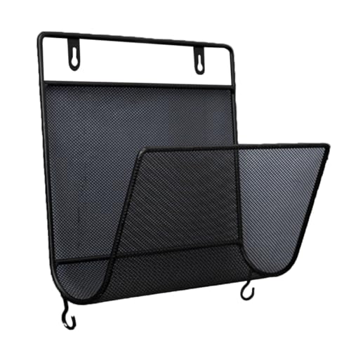 HEALEEP Nordischer Wandhalter aus Gebogenem Eisen mit Kreativem Drahtnetz und Kleinen Haken Langlebiges Bücherwandregal für Wohnzimmer Büro Platzsparendes Rostfreies Wandregal in Schwarz von HEALEEP