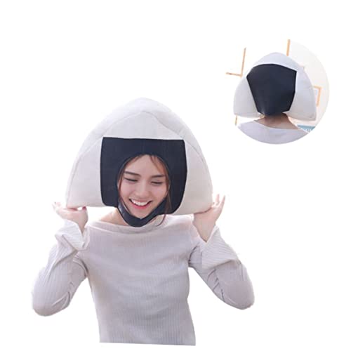 HEALEEP Reisball Kopfbedeckung Lustiger Plüschhut Party Sushi Kopfbedeckung Dreieck Kostüm Cosplay Kunst Sushi Plüschtierhut Reisball Kappe Neuartige Kopfbedeckung von HEALEEP