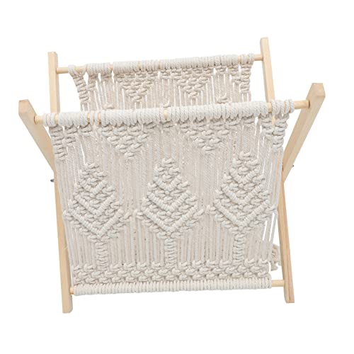 HEALEEP Rustikaler Handgewebter Magazine Holder aus Baumwollseil Stabiles Aufbewahrungsregal für Zeitungen Bücher und Kleine Gegenstände Boho Stil Desktop Organizer für Büro und von HEALEEP