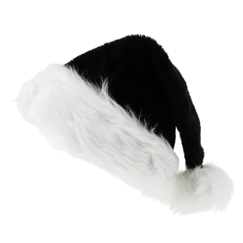 HEALEEP Schwarze Weihnachtsmütze aus Langem Plüsch Weicher Stoff Langlebig Festliche Kopfbedeckung für Halloween und Weihnachtsfeier Erwachsenentauglich Stilvolles Cosplay Party Accessoire von HEALEEP