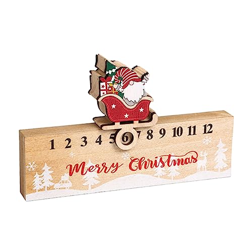 HEALEEP Weihnachtsholz Adventskalender Traditioneller Countdown Kalender aus Holz für Weihnachtsdekor zur Feier der Festtage von HEALEEP