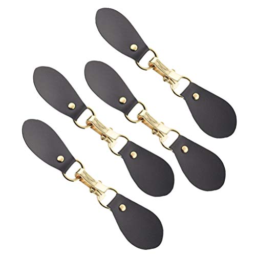 4 Stück Lederhalterschnalle Cardigan-clips Aus Leder Knöpfe Nähen Ersatz-befestigungsschnallen Strickjackenclip Aus Leder Strickjacken-clips Pullover-clips Kleidung Haken Metall von HEALLILY