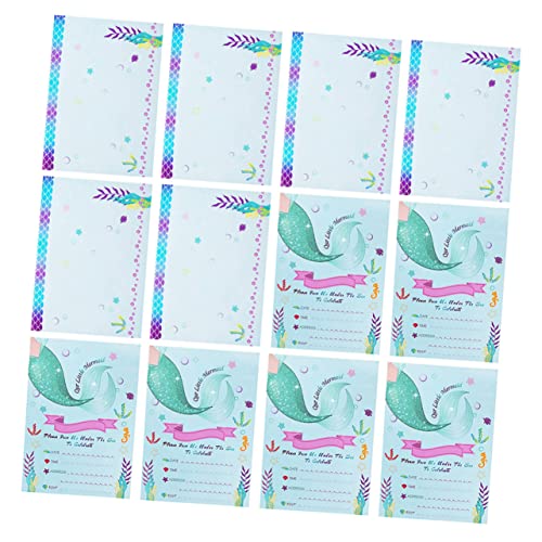 HEALLILY 12 Sätze Geburtstagseinladungskarte Einladungen zur Babyparty Mädchen Prinzessin Partygeschirr für Meerjungfrauen meerjungfrau-party-banner Papierstau Sky-blue HEALLILY 12 Sätze Geburtstagseinladungskarte Einladungen zur Babyparty Mädchen Prinzessin Partygeschirr für Meerjungfrauen meerjungfrau-party-banner Papierstau Sky-blue von HEALLILY