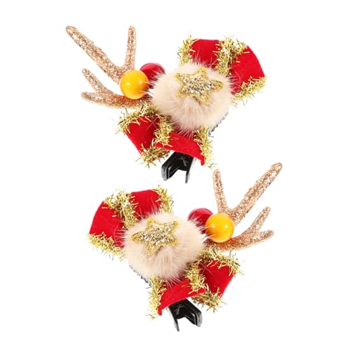 HEALLILY 2 Stück Geweih Haarspange Haarspangen aus Elchhorn für Süße Geweih-Kopfschmuck-Haarnadel haarschmuck Weihnachtsspangen für Frauen weihnachtsgeweih haarnadel Stoff rot HEALLILY 2 Stück Geweih Haarspange Haarspangen aus Elchhorn für Süße Geweih-Kopfschmuck-Haarnadel haarschmuck Weihnachtsspangen für Frauen weihnachtsgeweih haarnadel Stoff rot von HEALLILY