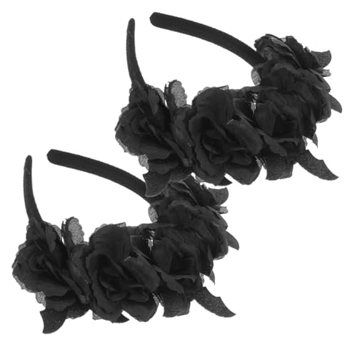 HEALLILY 2 Stück Halloween Haarschmuck für Erwachsene Fledermaus Haarreif mit Rosenblüten Leichtes Stirnband für Karneval Kostüm Accessoire und Partydekoration von HEALLILY
