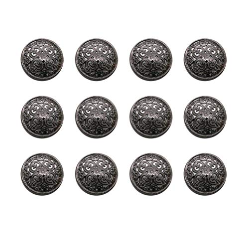 HEALLILY 30 Stücke Vintage Antike Metall Blazer Knöpfe Mit Schaft für Mäntel, Jacken, Hemden, Anzüge, Hosen - Runde Nähknöpfe für DIY Handwerk 18Mm (Schwarz) von HEALLILY