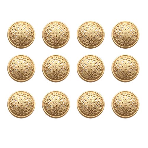 30 Stücke Vintage Antike Metall Blazer Knöpfe Mit Schaft für Mäntel, Jacken, Hemden, Anzüge, Hosen - Runde Nähknöpfe für DIY Handwerk 25Mm (Golden) von HEALLILY