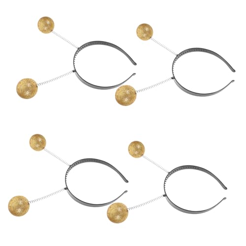 HEALLILY 4 Stück Teiliges Stirnband mit Goldenen Glitzer Schaumstoffbällen Elastisches Kopfschmuck Accessoire für Damen und Mädchen Geeignet für Karneval Fasching Halloween und Cosplay von HEALLILY