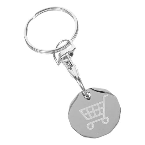 HEALLILY Einkaufswagenchip Schlüsselanhänger aus Metall Langlebiger Einkaufswagen Token Schlüsselring Praktischer Shopping Cart Coin Anhänger für Supermarkt Silberfarben von HEALLILY
