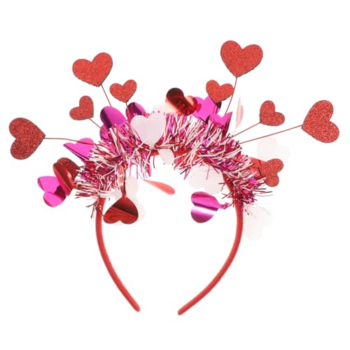 HEALLILY Haarreif mit rotem Herz, glitzerndes Haarschmuck für Damen, Brautparty und Feiertage, stilvolles, einzigartiges herzförmiges Haarband für Geburtstage und festliche Veranstaltungen von HEALLILY