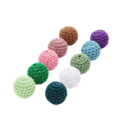 HEALLILY Häkel-Wollkugel, Häkeln, über Acryl, runde Perlen, Wollkugelanhänger für Brosche, Haarnadel, Schmuckherstellung, DIY-Zubehör, zufällige Farbe, 10 Stück (22 mm Außendurchmesser) von HEALLILY