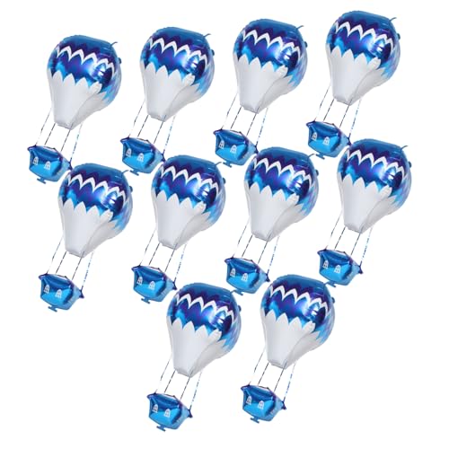 HEALLILY Heißluftballon-Aluminiumfolienballons für Geburtstag, Hochzeit, Party, Dekoration, wiederverwendbar, groß, leicht, Foto-Requisiten, blaues Muster, 10 Stück von HEALLILY