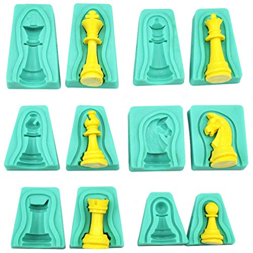 HEALLILY Schachfiguren Form Silikon Fondant Formen DIY 3D Schach Schokoladen Süßigkeiten Dessert Formen 6pcs Schachliebhaber Geschebk von HEALLILY