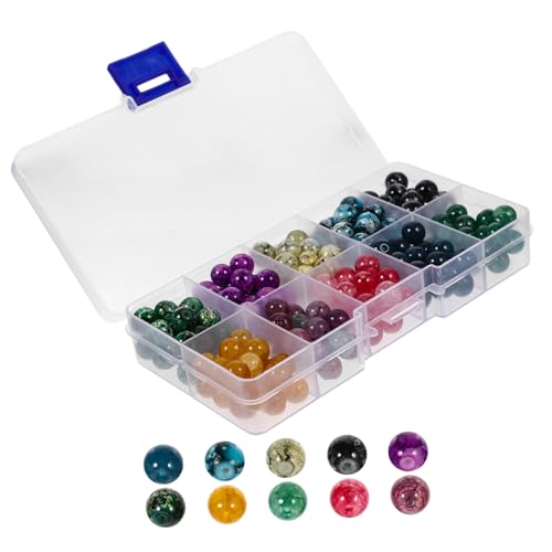 HEALSOPTHY 1 Karton Farben Kristall Glasperlen Langlebige Glatte DIY Schmuckperlen für Armbänder Anhänger Bastelbedarf Perlen pro Farbe Vielseitig für Schmuckherstellung und Wohnkultur von HEALSOPTHY