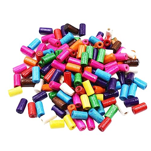 HEALSOPTHY 1 Packung Bunte Holzperlen Zylindrische DIY Bastelperlen für Schmuck und Dekoration ca Gemischte Farben für Kreative Projekte von HEALSOPTHY