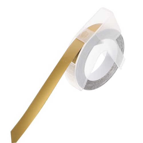HEALSOPTHY 1 Rolle Prägeband für Etiketten Gold Manuelles Etikettiergerät Selbstklebende Etiketten für Büro Haushalt Preisauszeichnung und DIY Projekte von HEALSOPTHY