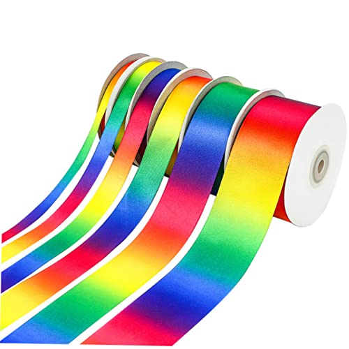 HEALSOPTHY 1 Rolle Regenbogenband Hochdichtes Gradientfarbenes Polyester Geschenkband für DIY Backen Verpackungen Bunte Deko für Blumen Kuchen und von HEALSOPTHY
